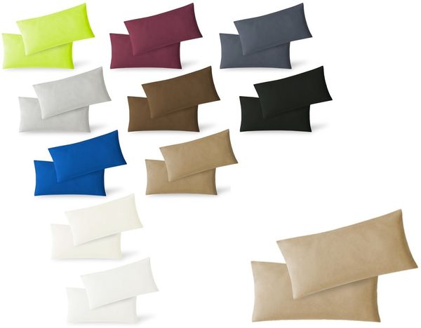 Jersey Kissenbezug, 2er Set, Baumwolle, Sand, 40x60 cm