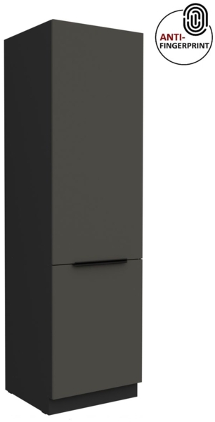 Küchen Hochschrank 60 cm Küche ARIA Graphite ultra matt + Schwarz matt, hochwertige Fronten mit Anti Fingerprint Beschichtung, Soft-Close Küchenzeile Küchenblock