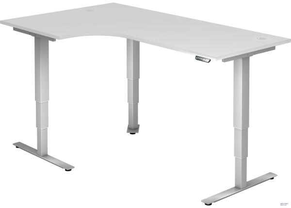 Schreibtisch 200x120x62-127cm weiß/silber elektrisch höhenv