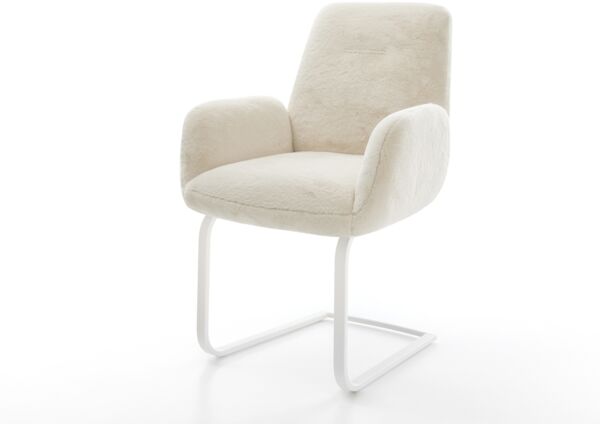 Freischwinger Zoa-Flex Plüsch Creme-Weiß Freischwinger flach Weiß Taschenfederkern