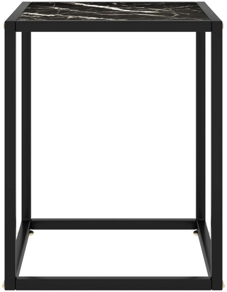 Couchtisch, Sofatisch Schwarz mit Schwarzem Glas in Marmor-Optik 40x40x50