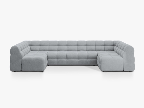 Micadoni Panorama-Sofa Kendal 7-Sitzer Strukturierter Stoff Platinum Bild 1