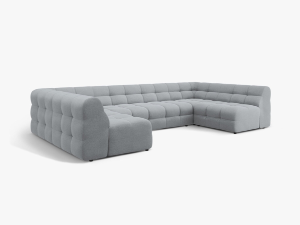 Micadoni Panorama-Sofa Kendal 7-Sitzer Strukturierter Stoff Platinum Bild 2