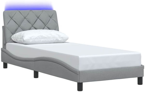 vidaXL Bettgestell mit LED ohne Matratze Hellgrau 90x190 cm Stoff 3310636 Bild 2