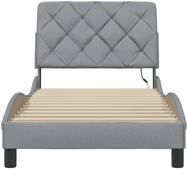 vidaXL Bettgestell mit LED ohne Matratze Hellgrau 90x190 cm Stoff 3310636 Bild 4