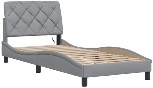 vidaXL Bettgestell mit LED ohne Matratze Hellgrau 90x190 cm Stoff 3310636 Bild 8