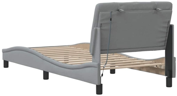 vidaXL Bettgestell mit LED ohne Matratze Hellgrau 90x190 cm Stoff 3310636 Bild 9