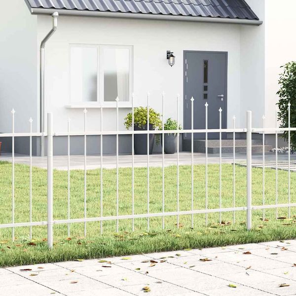 vidaXL Gartenzaun 8 pcs Weiß 170 x 140 cm Pulverbeschichteter Stahl 3360173