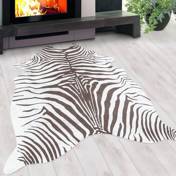 Teppium Teppich Tigerfell imitat, Rund, Höhe: 7 mm, Fellteppich Kuhfell Tigerfell imitat Digitaldruck Waschbar Rutschfest