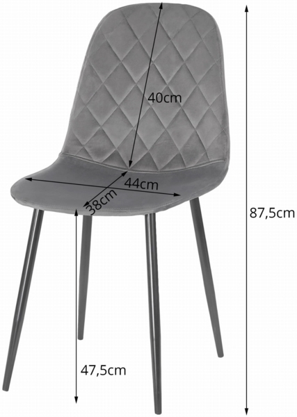 Valora DAPI Marineblauer Samtstuhl mit Metallbeinen x2 Bild 4