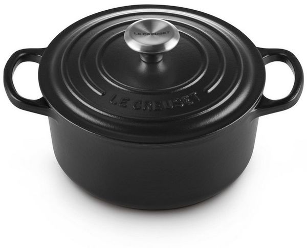 Le Creuset Signature Gusseisen-Bräter mit Deckel, Für alle Herdarten und Induktion geeignet, Rund, Schwarz, 18,0 cm, 1.8