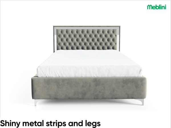 MEBLINI Polsterbett 120x200 mit Lattenrost und Matratze – ARONA SILVER – Grau Samt – Doppelbett mit Bettkasten - Stauraumbett - Kopfteil Bett mit Stauraum Bild 5