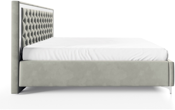 MEBLINI Polsterbett 120x200 mit Lattenrost und Matratze – ARONA SILVER – Grau Samt – Doppelbett mit Bettkasten - Stauraumbett - Kopfteil Bett mit Stauraum Bild 2