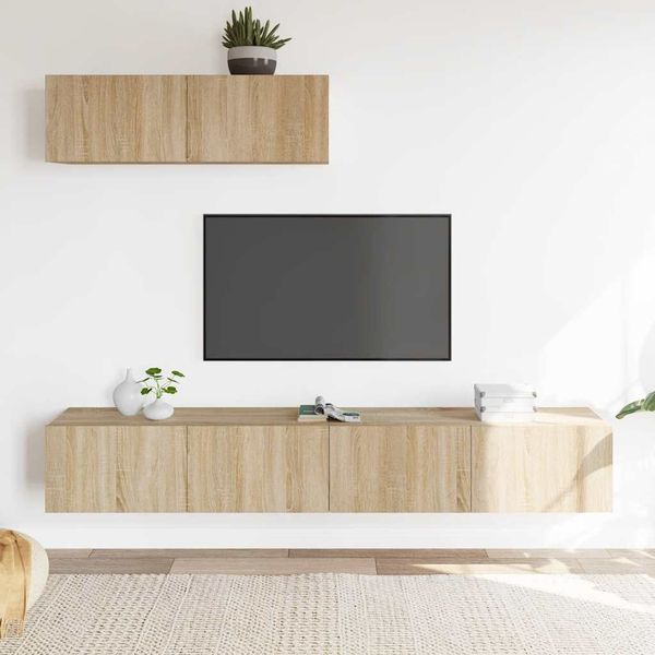 3-tlg. TV-Schrank, TV Board Sonoma-Eiche Holzwerkstoff