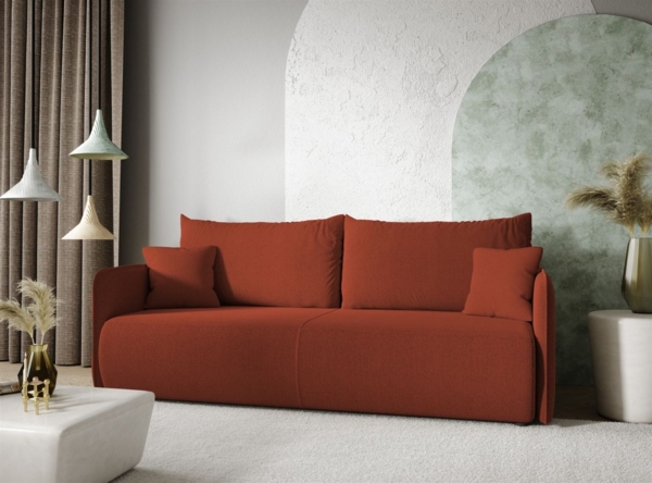 Sofa 2-Sitzer mit Schlaffunktion CALGARY Stoff Curio Ziegelrot