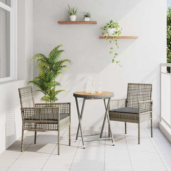vidaXL Garten Bistro Set 3 pcs Grau Poly-Rattan 3334968