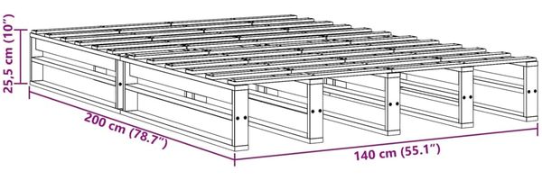 vidaXL Massivholzbett ohne Matratze Wachsbraun 140x200 cm Kiefernholz 850844 Bild 9