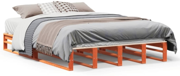 vidaXL Massivholzbett ohne Matratze Wachsbraun 140x200 cm Kiefernholz 850844