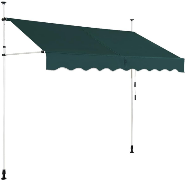 Klemmmarkise 350 cm breit Balkonmarkise ohne Bohren UV-beständig höhenverstellbar Grün
