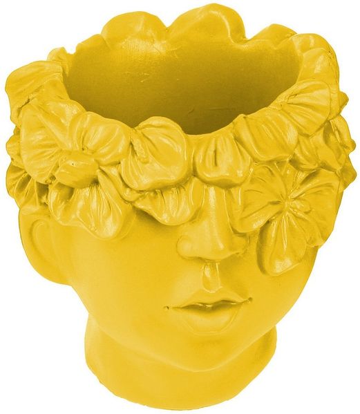 Viana Übertopf Pflanzkopf Büste Gelb Polyresin Übertopf 13,5×13×14cm