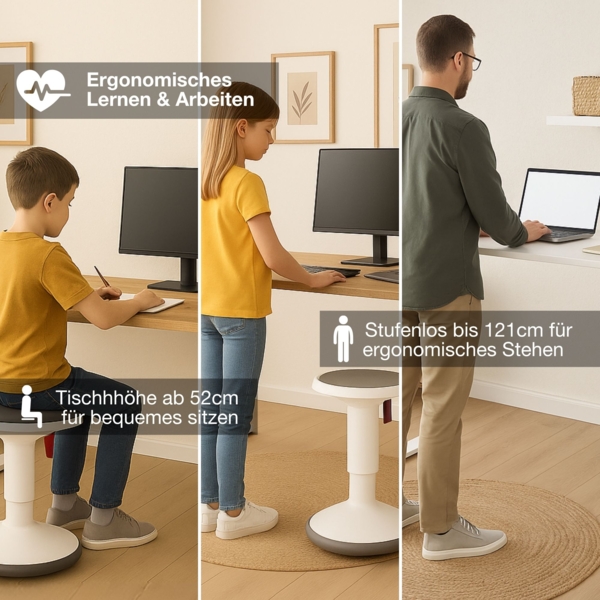 ASSMANN Elektrisch Höhenverstellbarer Familien Schreibtisch Pitino 180x80cm Eiche Tabak Signalweiß Metall Holz Bild 3