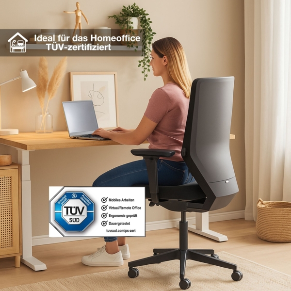 ASSMANN Elektrisch Höhenverstellbarer Familien Schreibtisch Pitino 180x80cm Eiche Tabak Signalweiß Metall Holz Bild 2