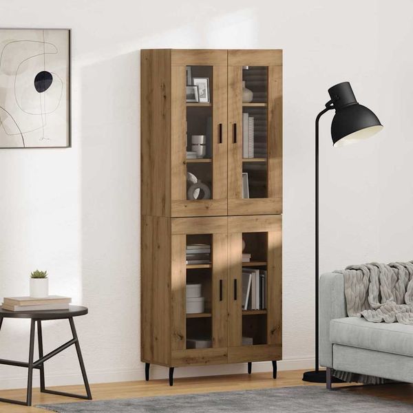 vidaXL Highboard 2 pcs Artisan-Eiche Engineered Wood und Glas 3403181