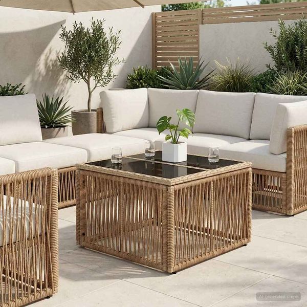 vidaXL Gartentisch Beige und Schwarz 55 x 55 x 37 cm 42035135