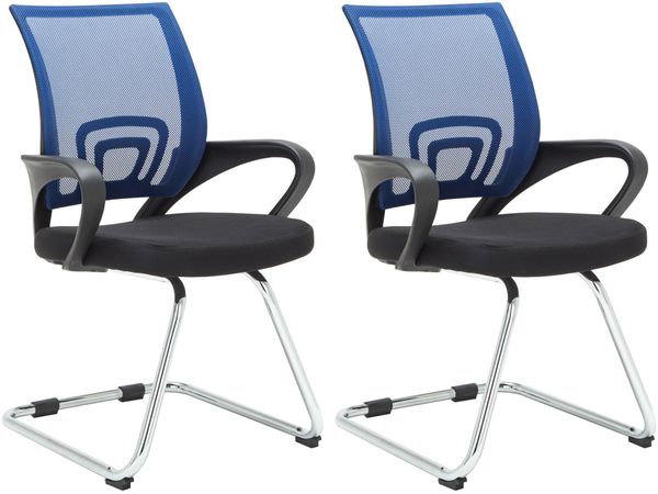 CLP 2er Set Freischwinger Eureka mit Netzbezug und Armlehnen,blau
