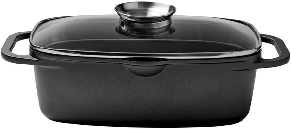 Homeware Alugussbräter quadratisch, Aluminium schwarz, 21.5 x 11 x 33 cm, antihaftbeschichtet