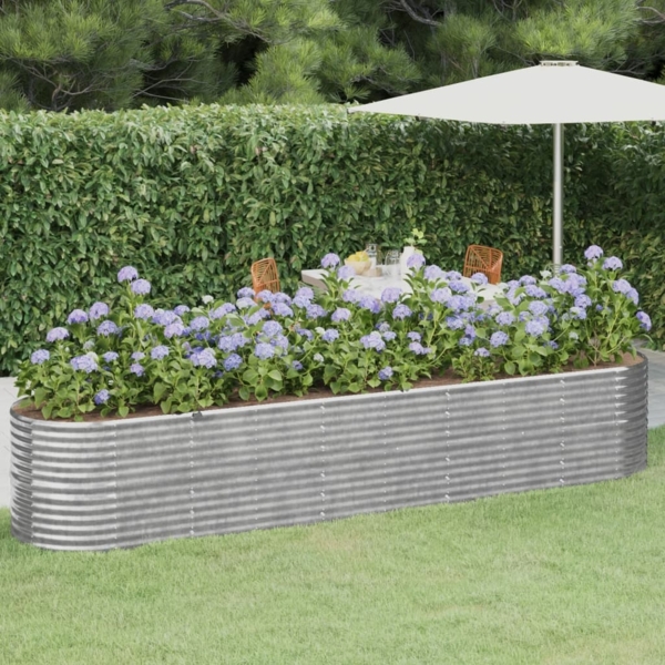 vidaXL Hochbeet Pulverbeschichteter Stahl 368x80x68 cm Silbern 318967