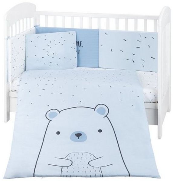 Kikkaboo Babybettwäsche Bär 6-tlg. Decke 135x95 Kissen 45x35 Laken 120x60 blau