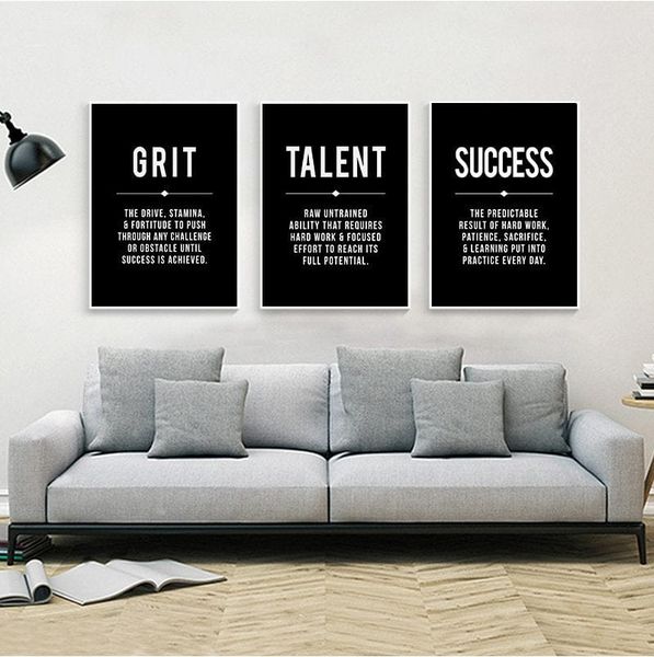 Poster Motivation Sprüche Erfolg · Schwarz Weiß · Deko Print ohne Rahmen - 20 x 25 cm / Grit
