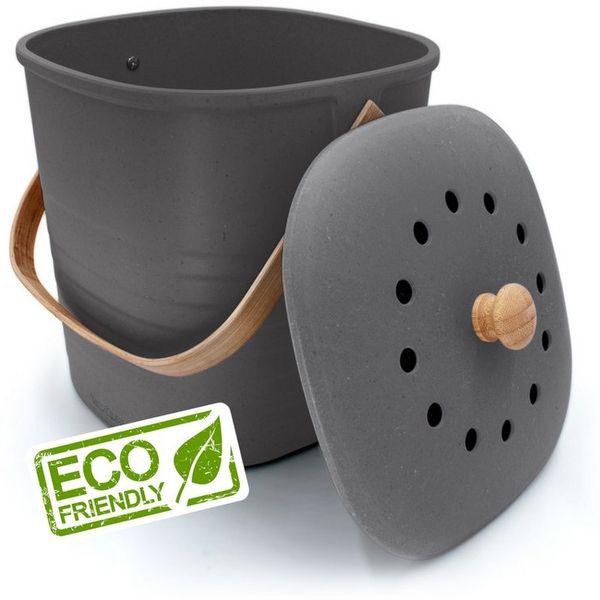 YourCasa Biomülleimer YourCasa® Biomülleimer Küche Klein 4L nachhaltig mit Akivkohlefilter, Fassungsvermögen 4 Liter, Nachhaltige Materialien