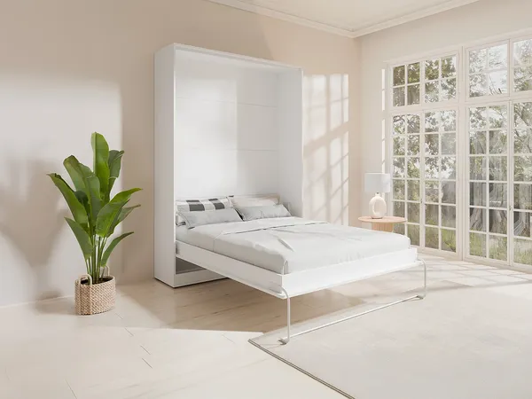 Vente-unique - BEGANIO Bett Holz, Platte Weiß - B 40 cm239,2 cm x H 225 cm x L 179 cm