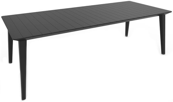 Dmora Gartentisch Camrose, Picknickbasis, Garten-Esstisch, Mehrzweck-Außenbank, 235x98 h74 cm, Anthrazit