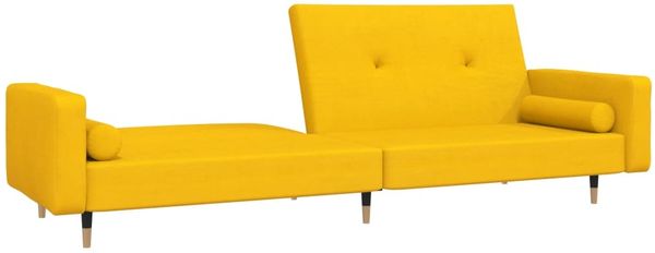 vidaXL Schlafsofa 2-Sitzer mit 2 Kissen Gelb Samt 375753 Bild 5
