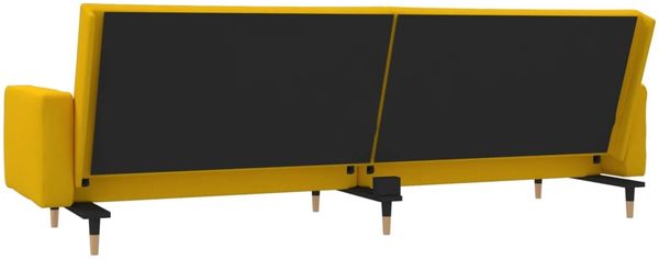 vidaXL Schlafsofa 2-Sitzer mit 2 Kissen Gelb Samt 375753 Bild 7