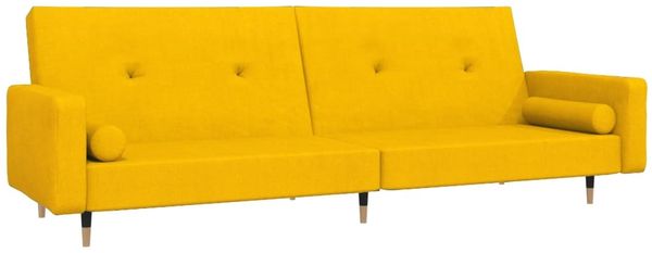 vidaXL Schlafsofa 2-Sitzer mit 2 Kissen Gelb Samt 375753 Bild 2