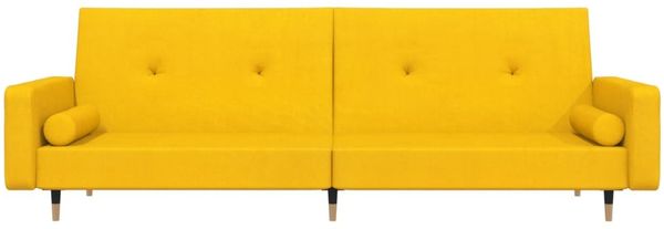 vidaXL Schlafsofa 2-Sitzer mit 2 Kissen Gelb Samt 375753 Bild 4