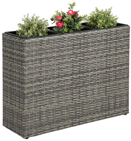 Hochbeet Polyrattan Blumenkübel Pflanzkübel Rattan Blumentopf Set Anthrazit-Grau Bild 5
