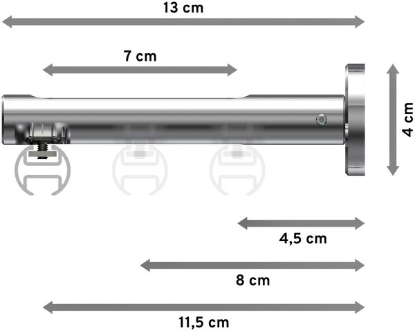 Innenlauf-Gardinenstangen-Set Siteno Tanara 100 cm, 1-läufig, 20 mm Ø Chrom Bild 2