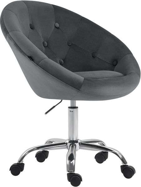 Arbeitshocker TURKU - 65 x 57 x 85 cm, Samt, Dunkelgrau | Arbeitsstuhl Drehhocker Rollhocker Bürohocker