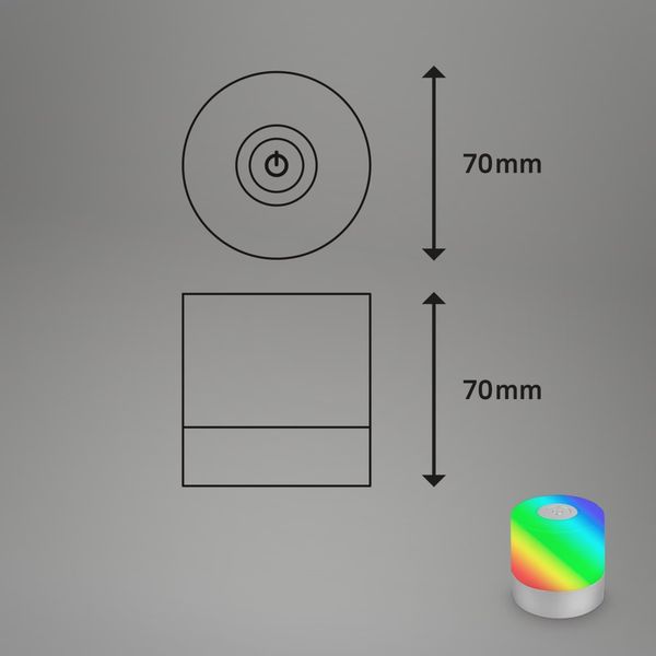 Di-KA Akku Tischleuchte SMAL 1,5W, RGB-Touchsteuerung, chrom Bild 6