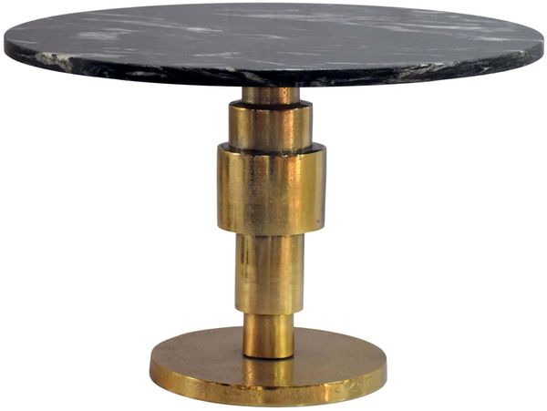 Couchtisch Gold 60cm mit schwarzer Marmor Tischplatte - Wohnzimmertisch rund - Sofatisch Alu modern - Beistelltisch Aluminium - Design Tisch Wohnzimmer Metallgestell Handmade