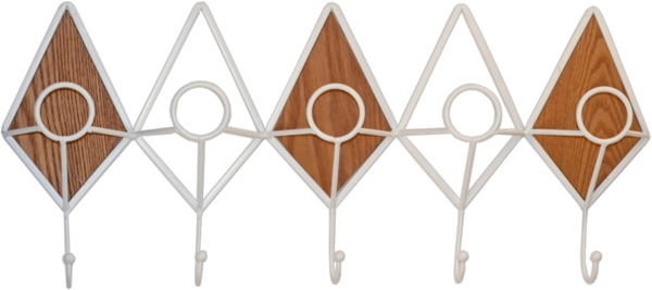 Wandgarderobe, Hakenleiste mit 5 Doppelkleiderhaken, weiß