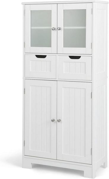 KOMFOTTEU Mehrzweckschrank Badezimmerschrank mit verstellbaren Regalen, 60 x 30 x 128 cm