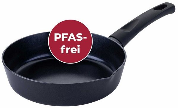 FACKELMANN Bratpfanne Essential Highrise Ø 20 cm aus recyceltem Aluminium mit Keramikbeschichtung – Perfekt für alle Herdarten inklusive Induktion, Schwarz