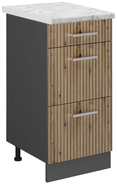 Küchenunterschrank R-Line Artisan-Eiche 40 cm AP Marmor Vicco