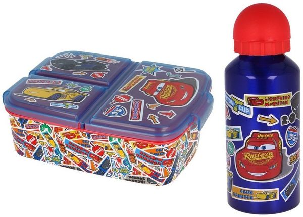 Disney Cars Lunchbox Cars Lightning McQueen 2 tlg Lunch Set - Brotdose mit Trinkflasche, (2-tlg, Spar-Set)